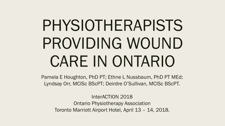 physiotherapists providing wound care in ontario