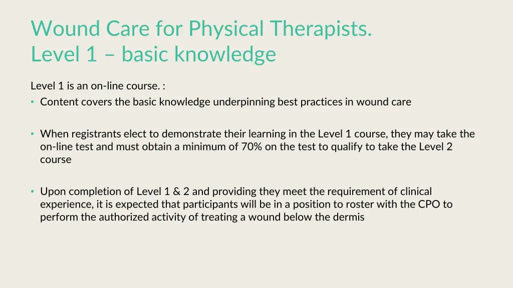 wound care for physical therapists level 1 basic