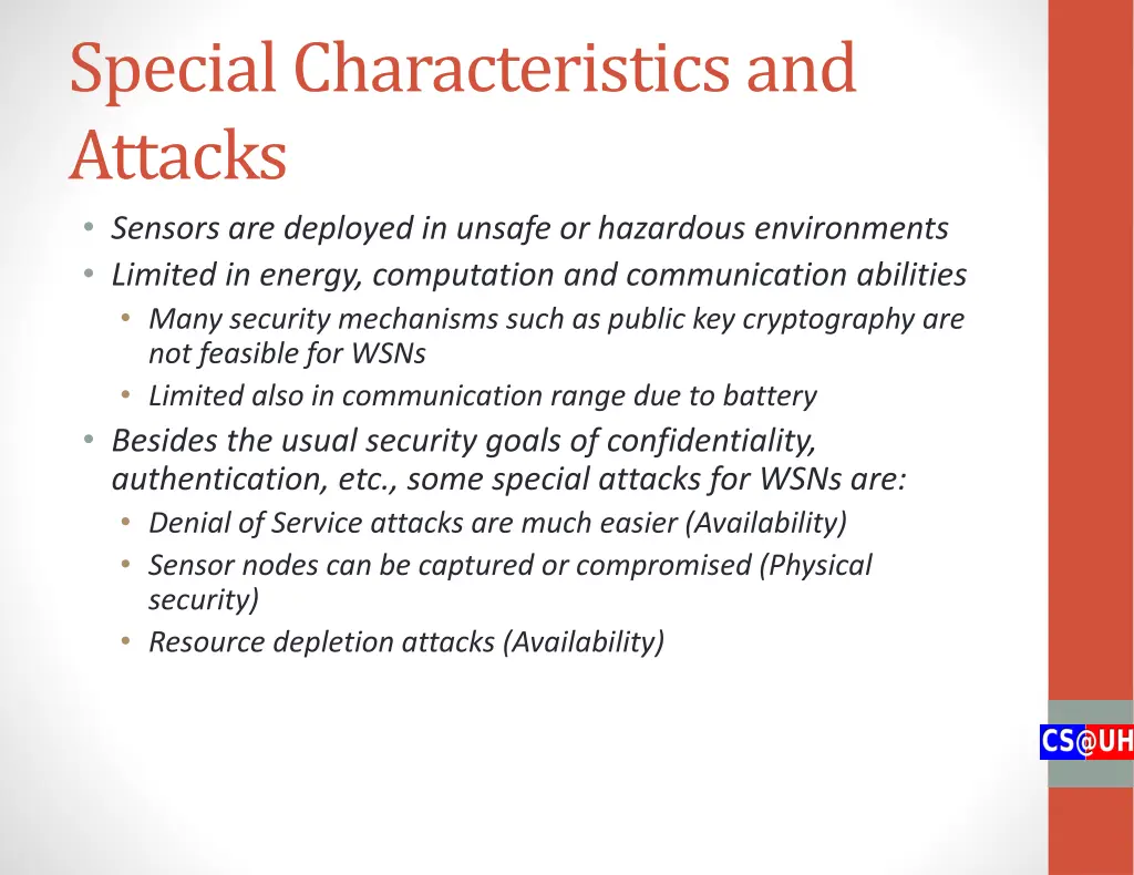 special characteristics and attacks sensors