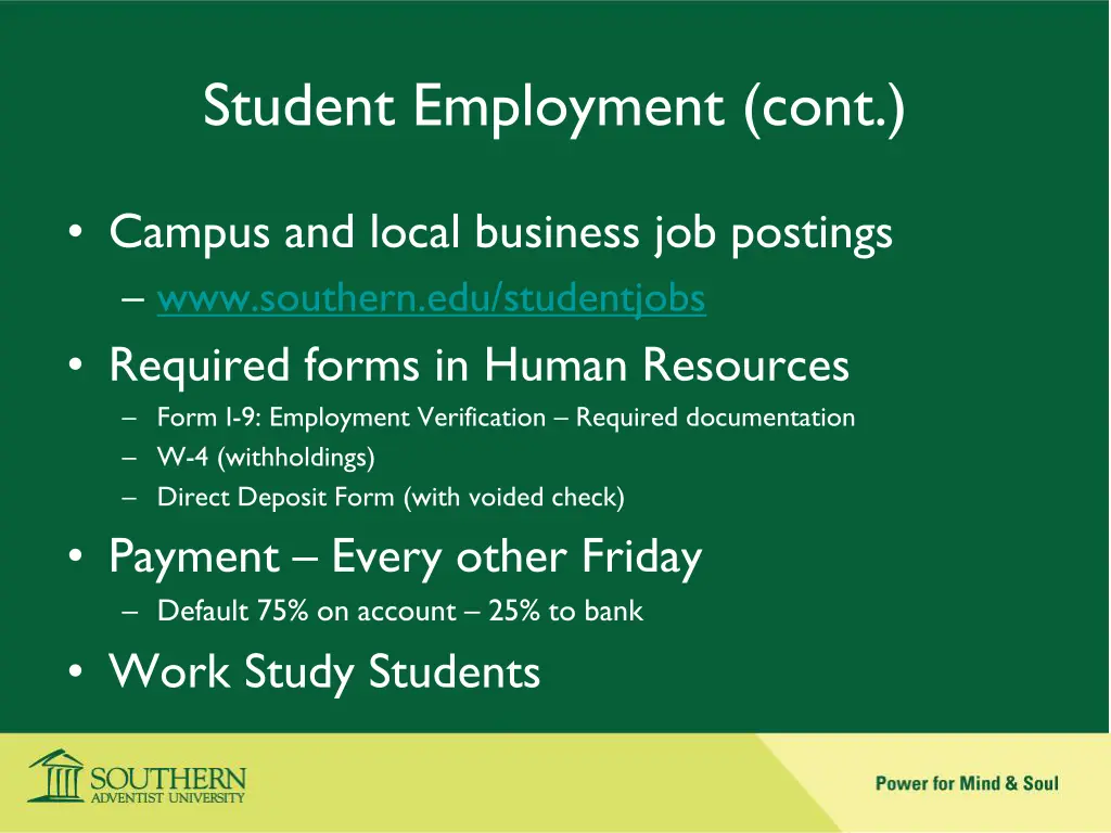 student employment cont