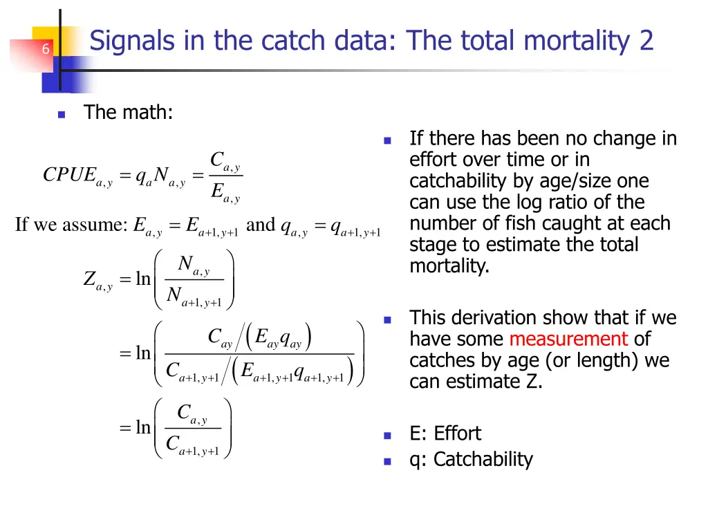 signals in the catch data the total mortality 2