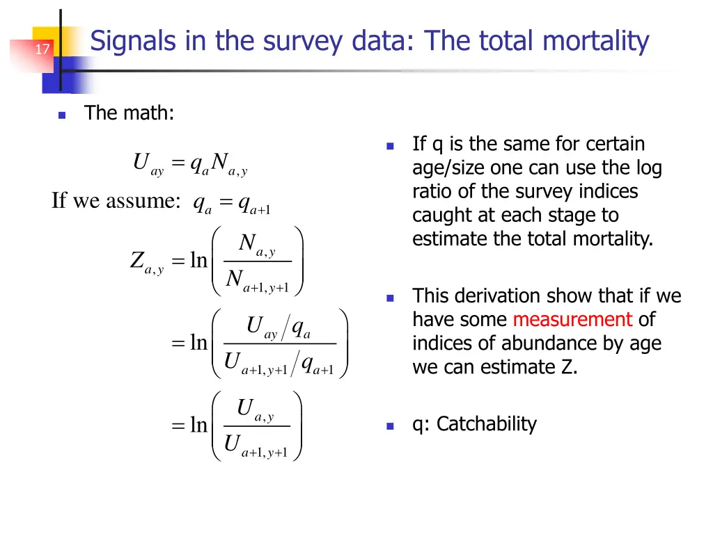 signals in the survey data the total mortality