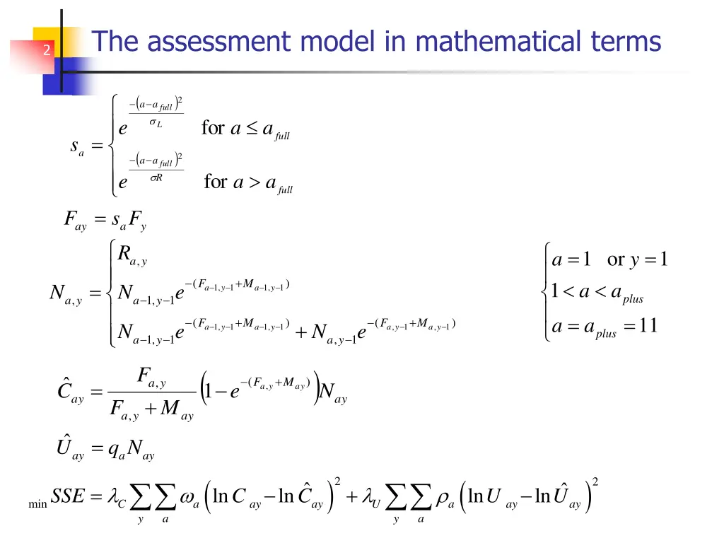 the assessment model in mathematical terms