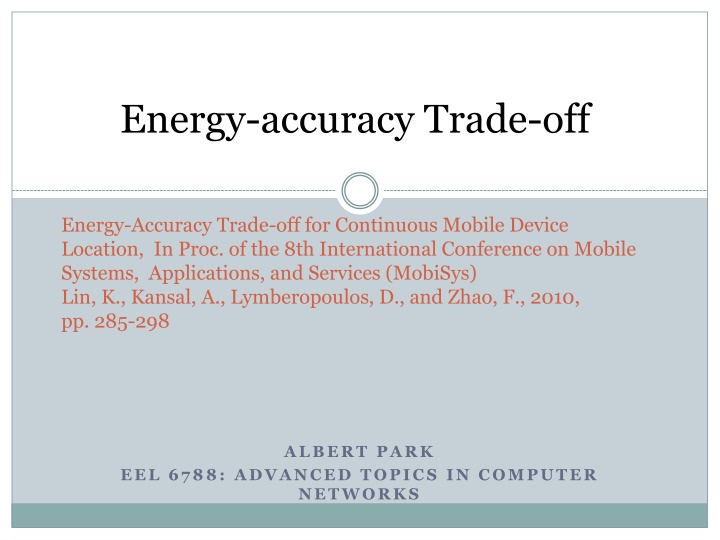 energy accuracy trade off