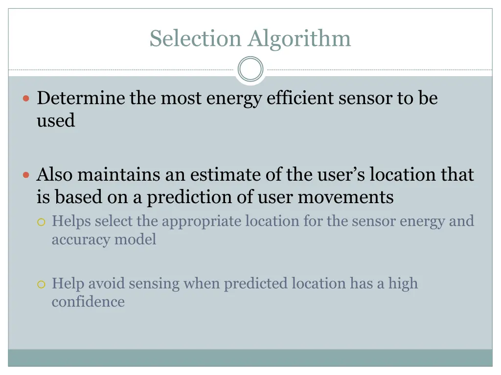 selection algorithm 1