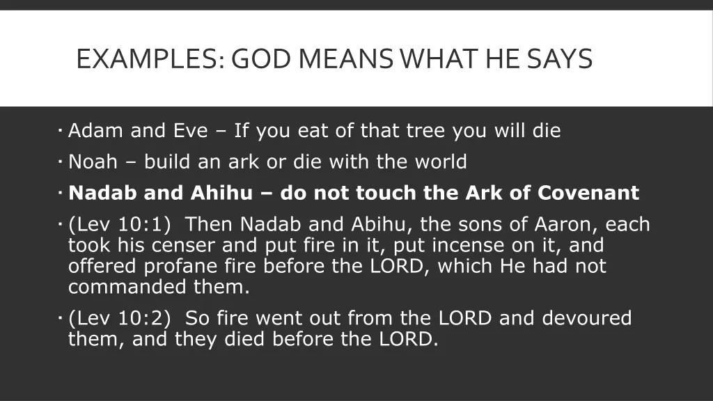 examples god means what he says 2