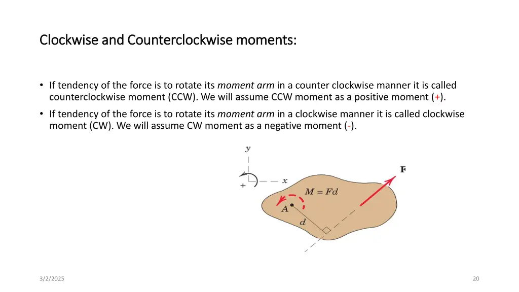clockwise and counterclockwise moments clockwise