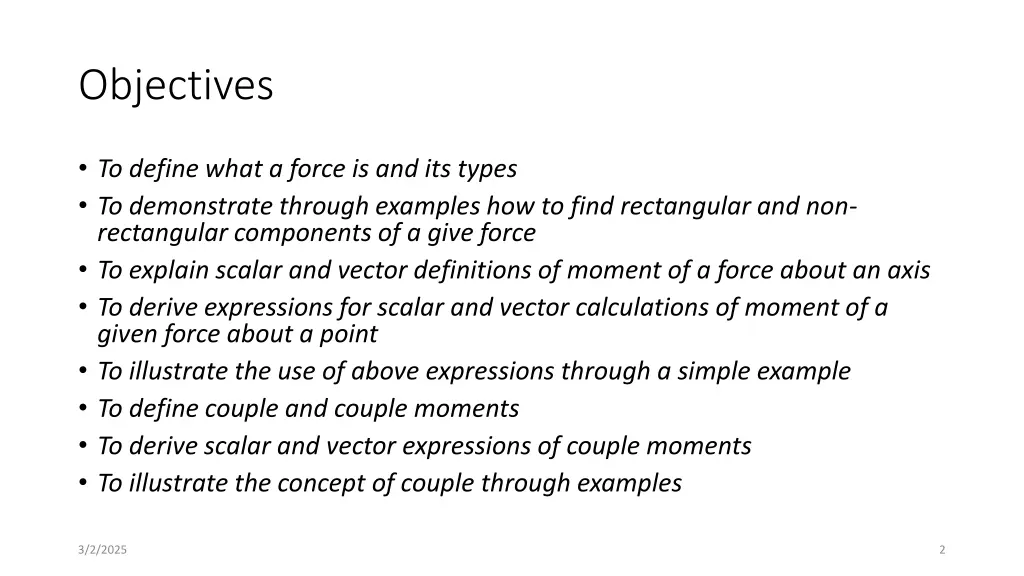 objectives