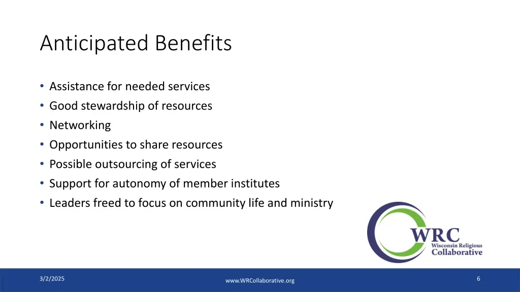 anticipated benefits