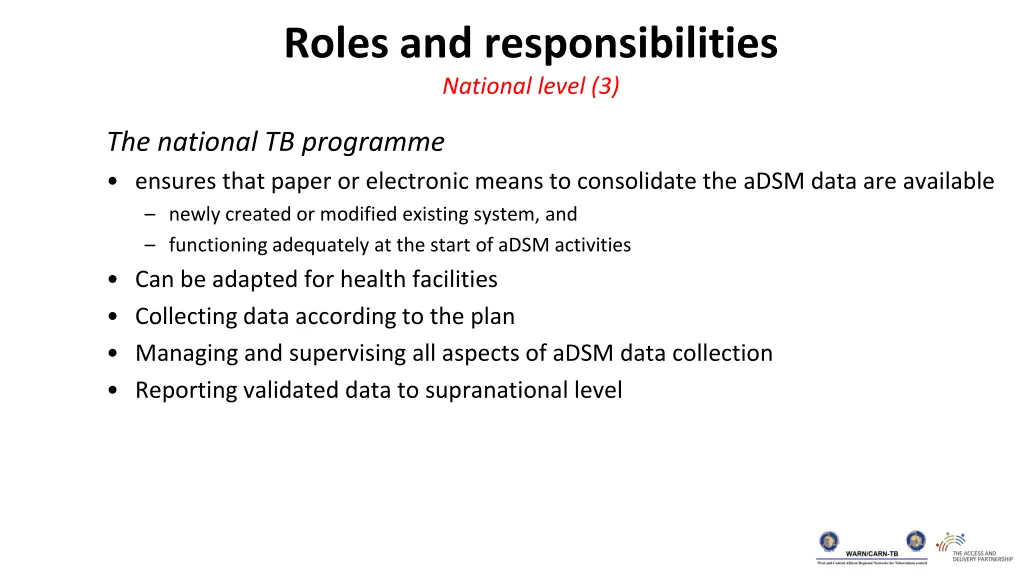 roles and responsibilities national level 3