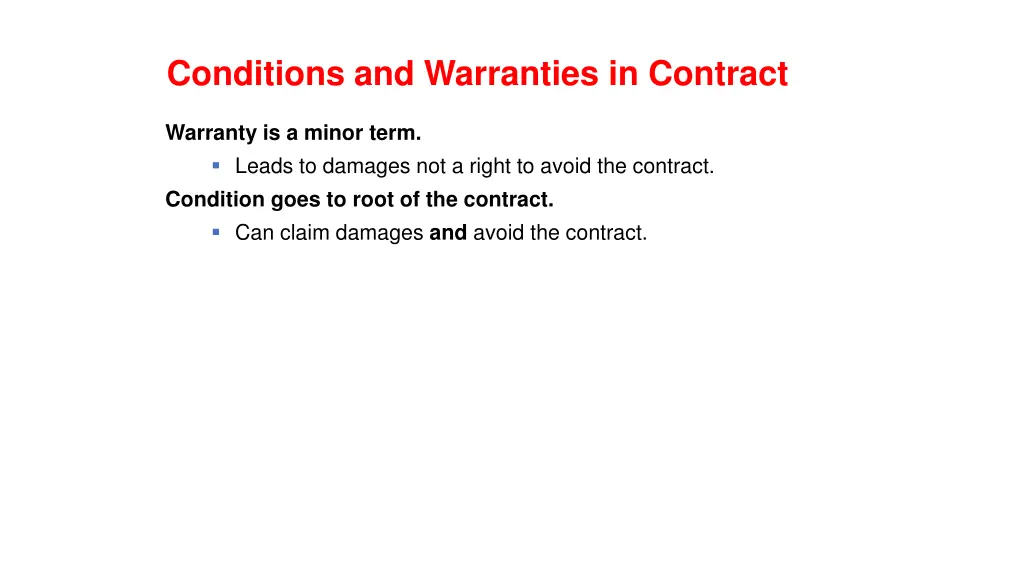 conditions and warranties in contract