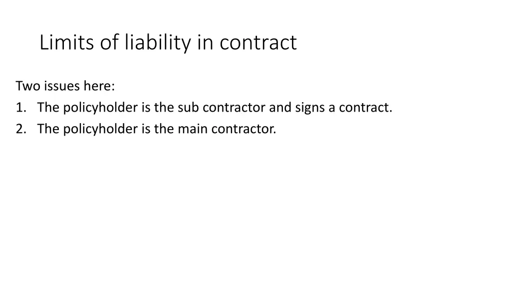 limits of liability in contract