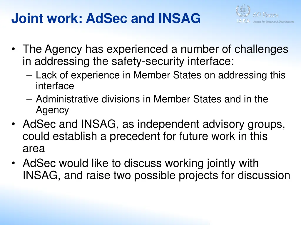 joint work adsec and insag