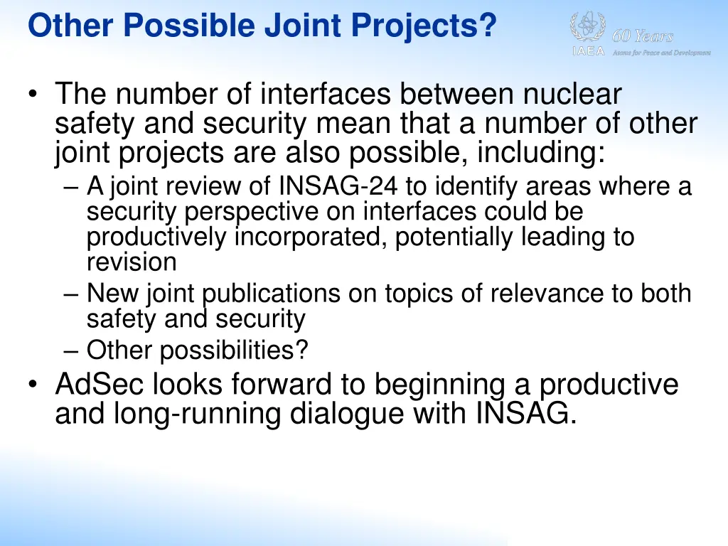 other possible joint projects the number