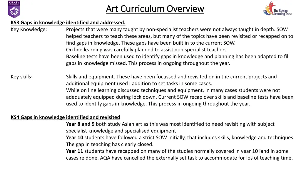 art curriculum overview art curriculum overview