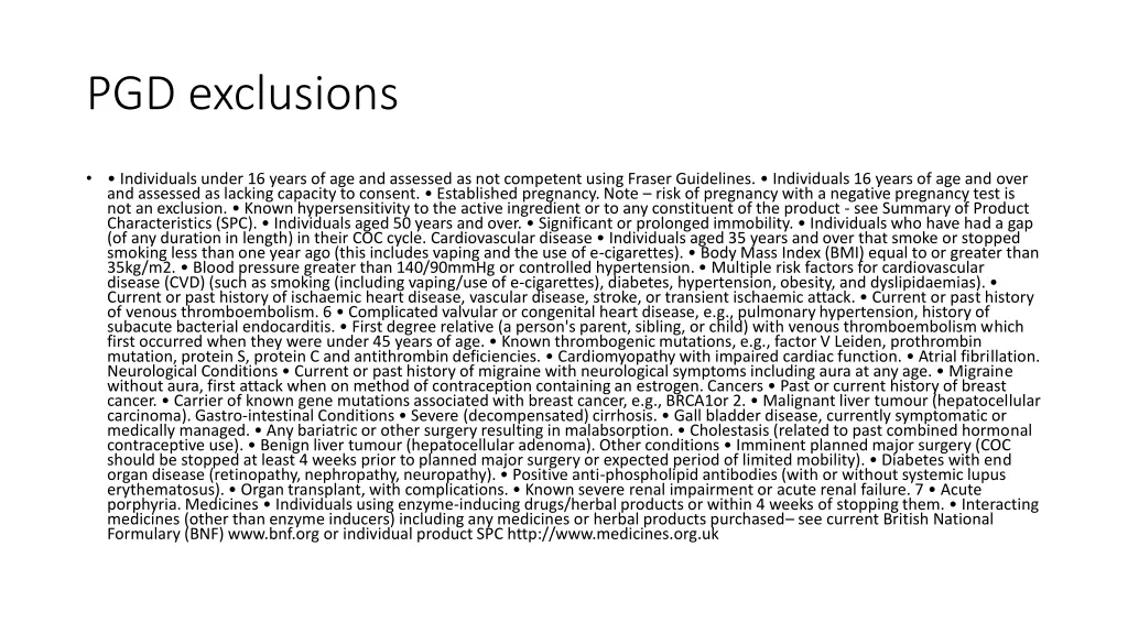 pgd exclusions