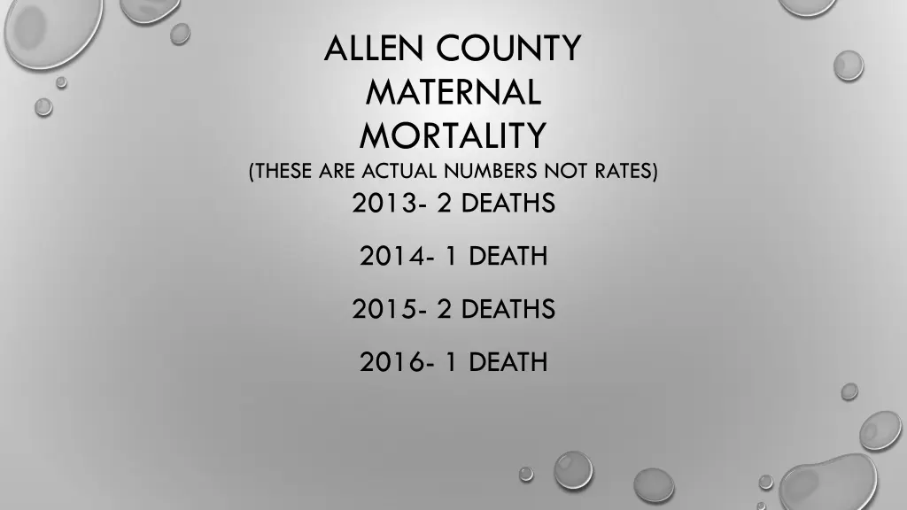allen county maternal mortality these are actual