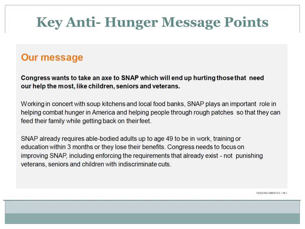 key anti hunger message points