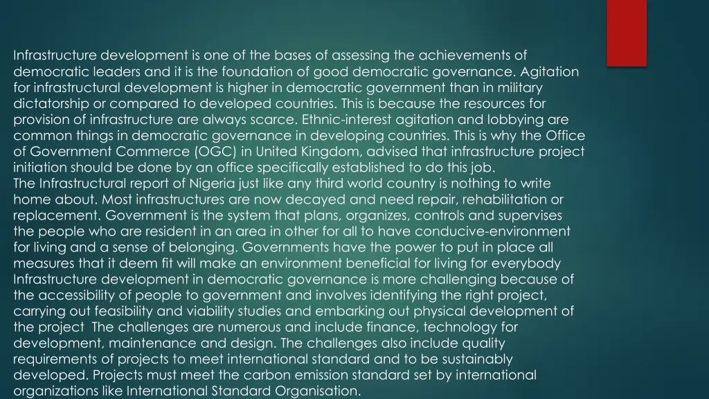 infrastructure development is one of the bases