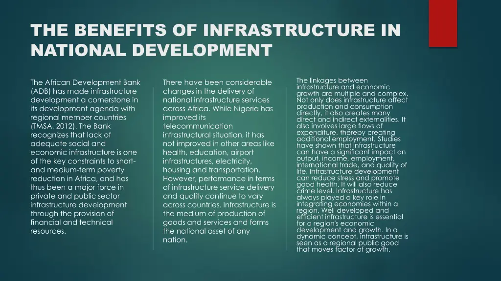 the benefits of infrastructure in national