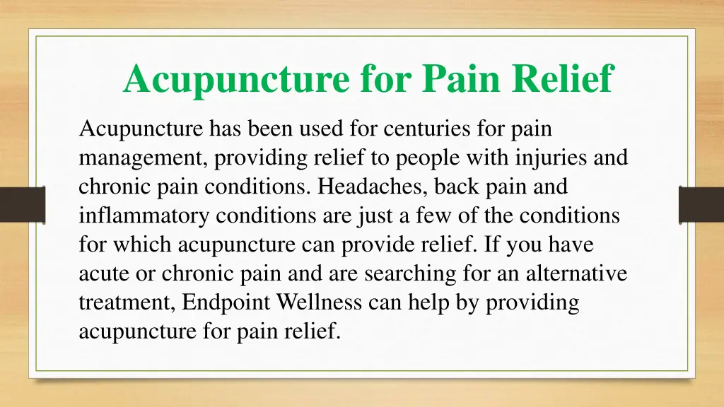acupuncture for pain relief
