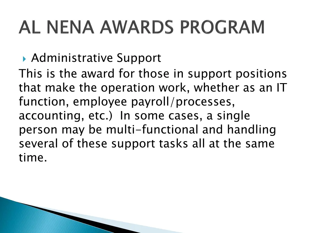 administrative support this is the award