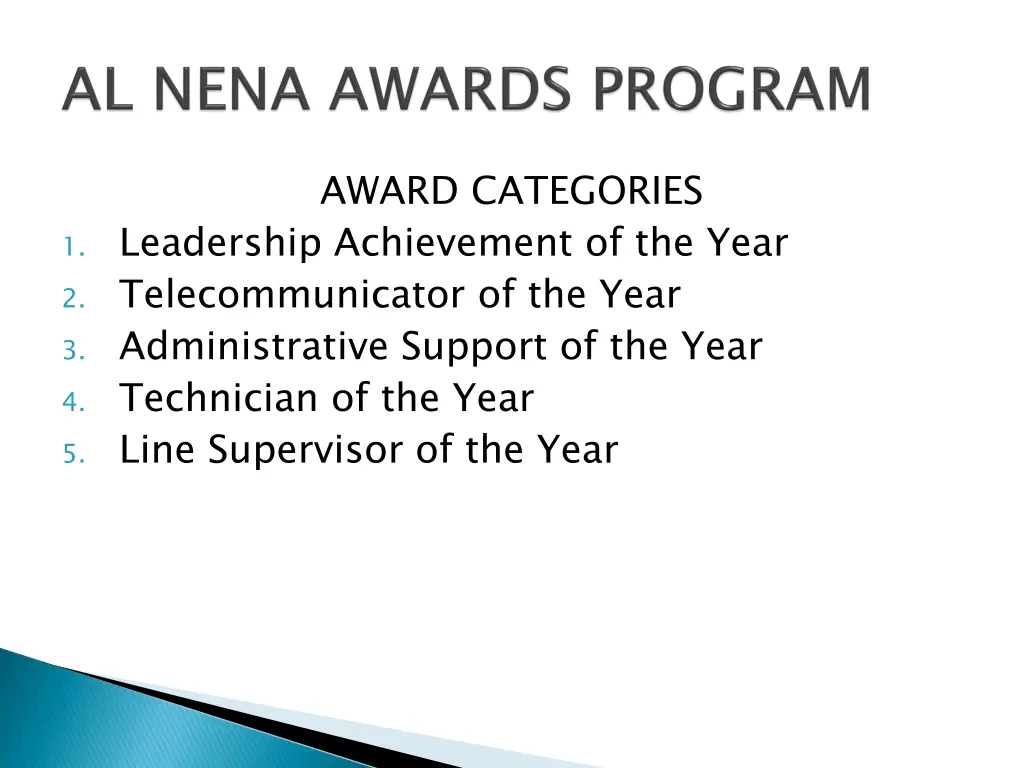 award categories
