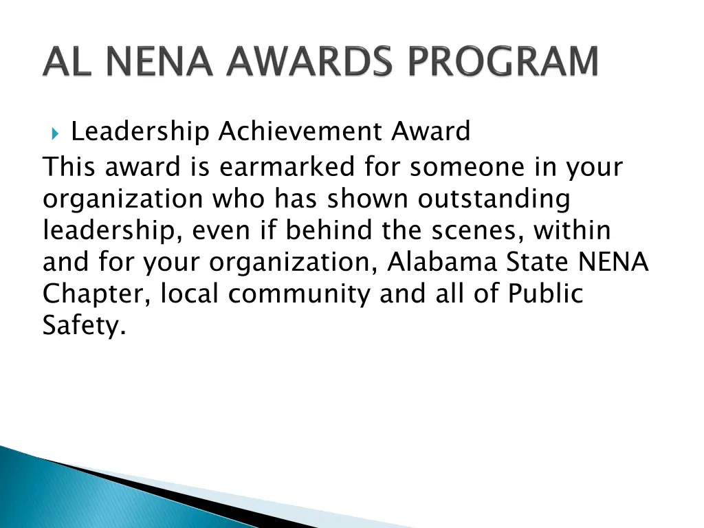 leadership achievement award this award