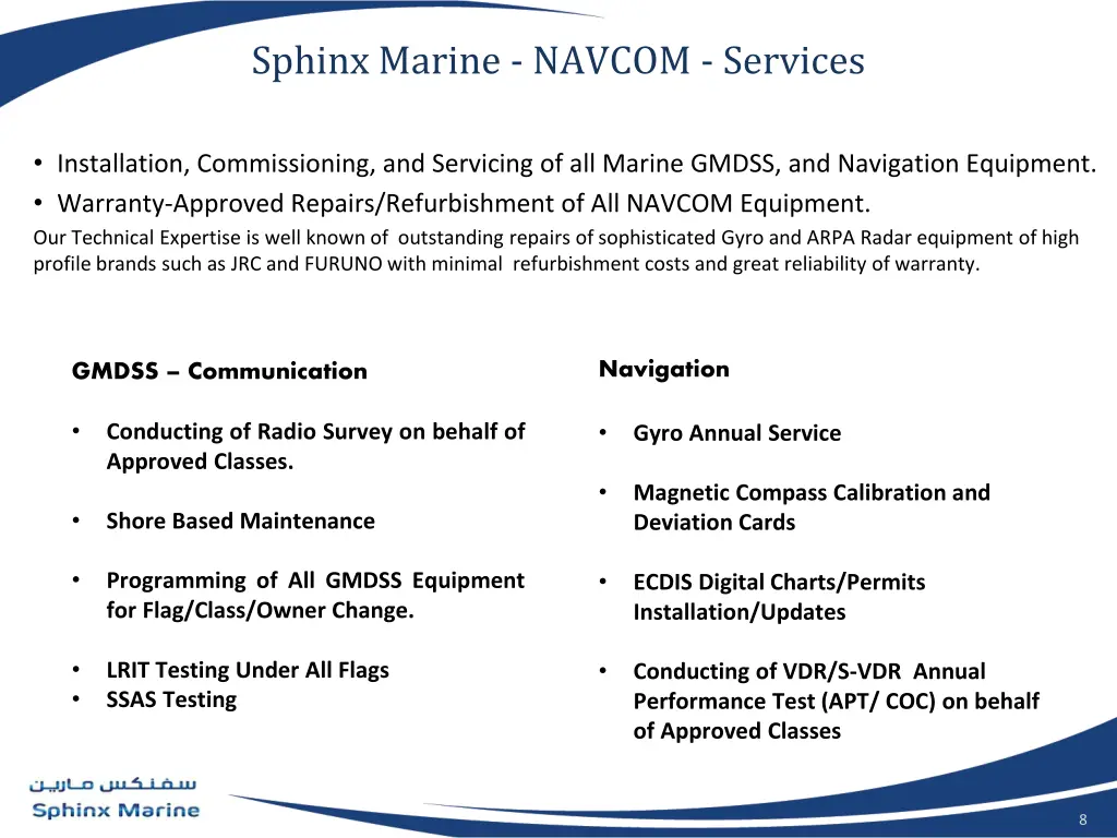 sphinx marine navcom services