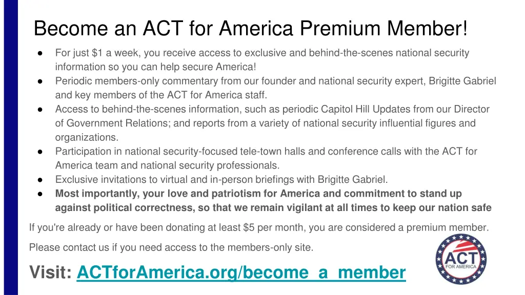 become an act for america premium member