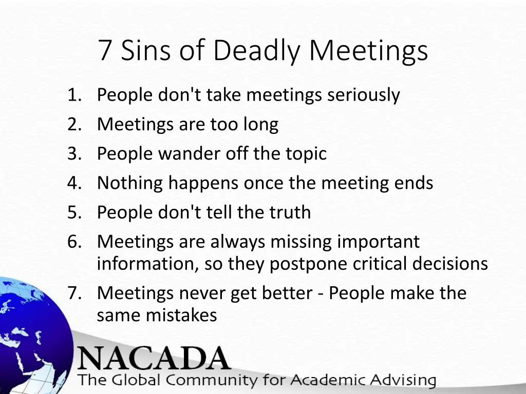 7 sins of deadly meetings