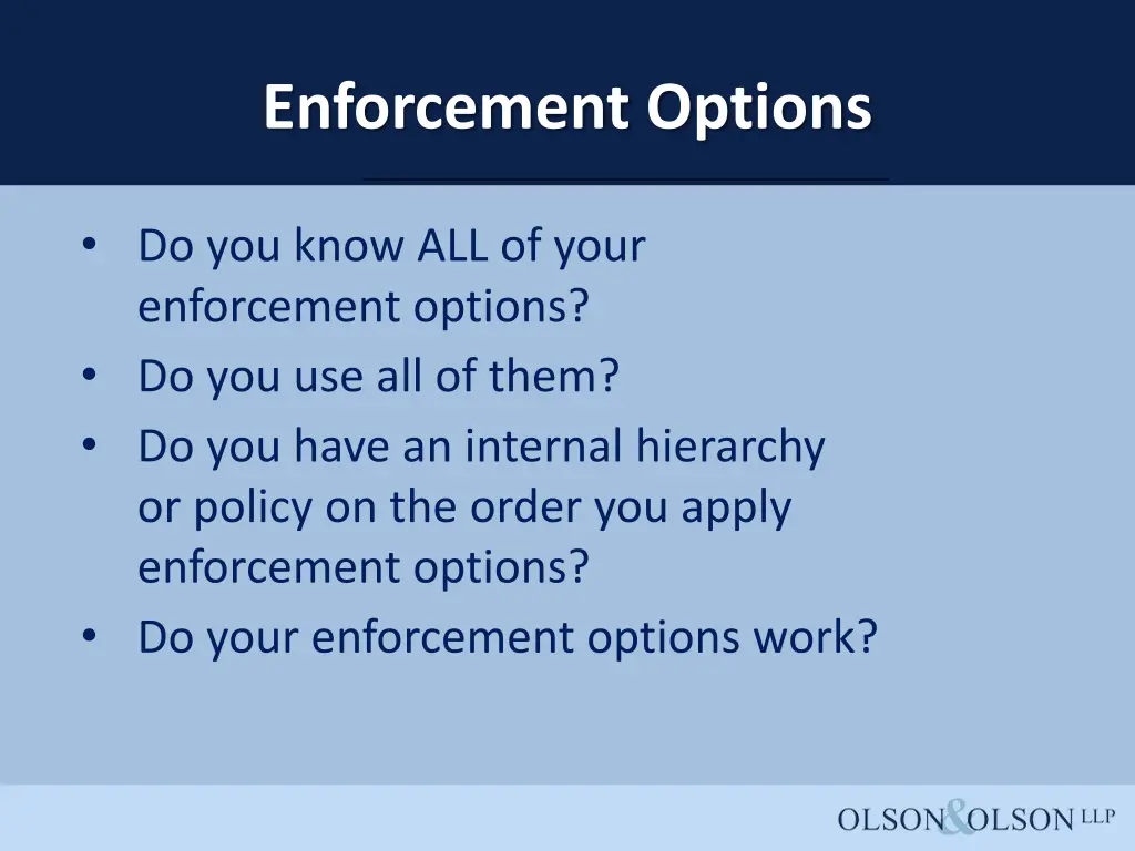 enforcement options