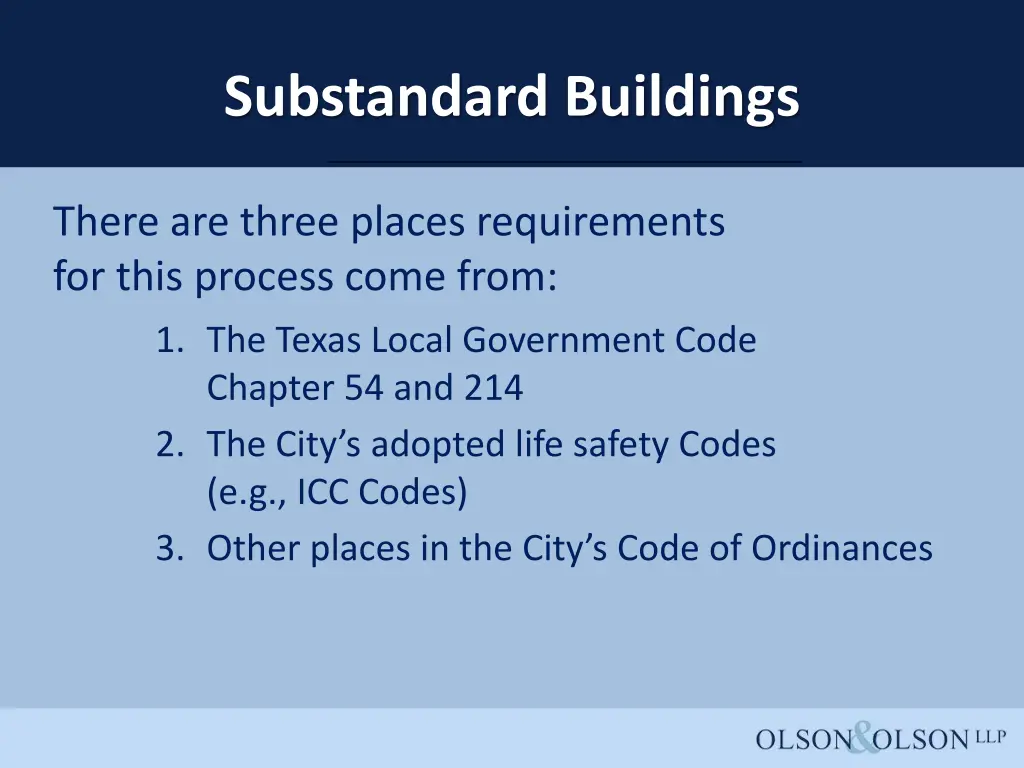 substandard buildings