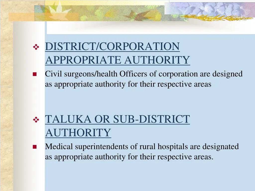 district corporation appropriate authority civil