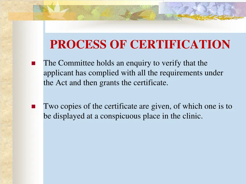 process of certification