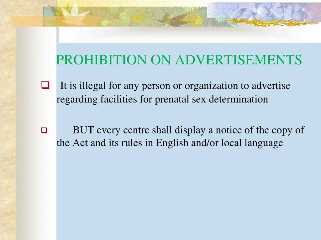 prohibition on advertisements
