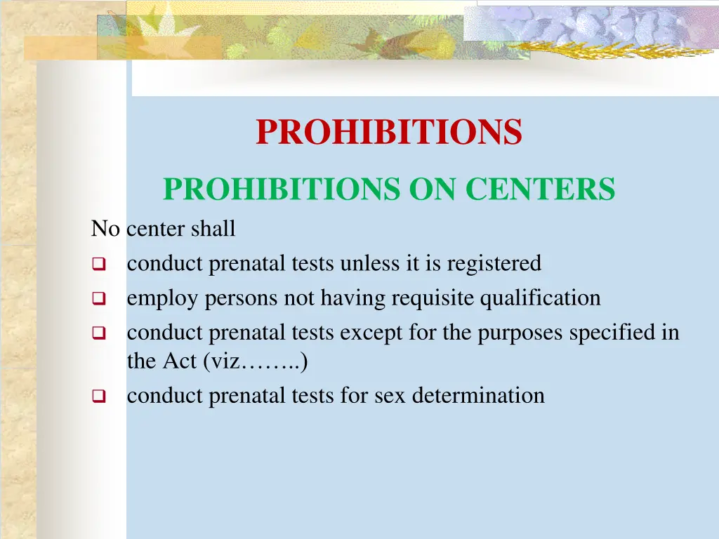 prohibitions