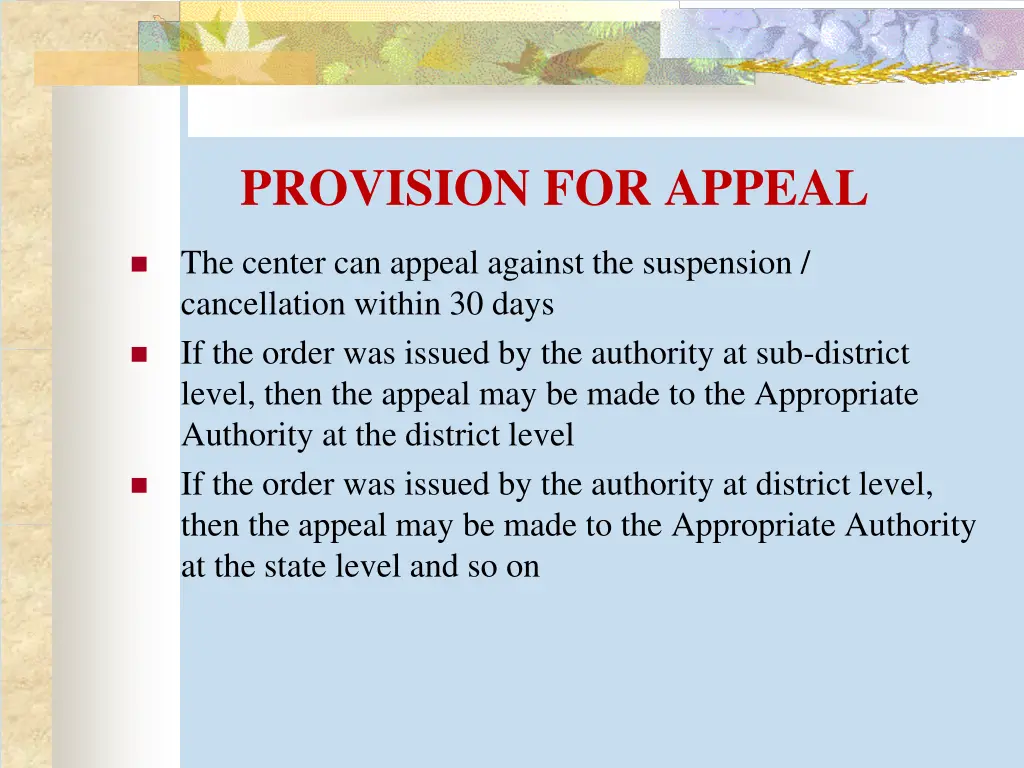 provision for appeal