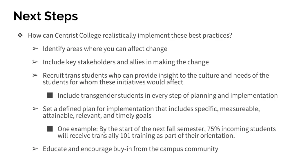 next steps