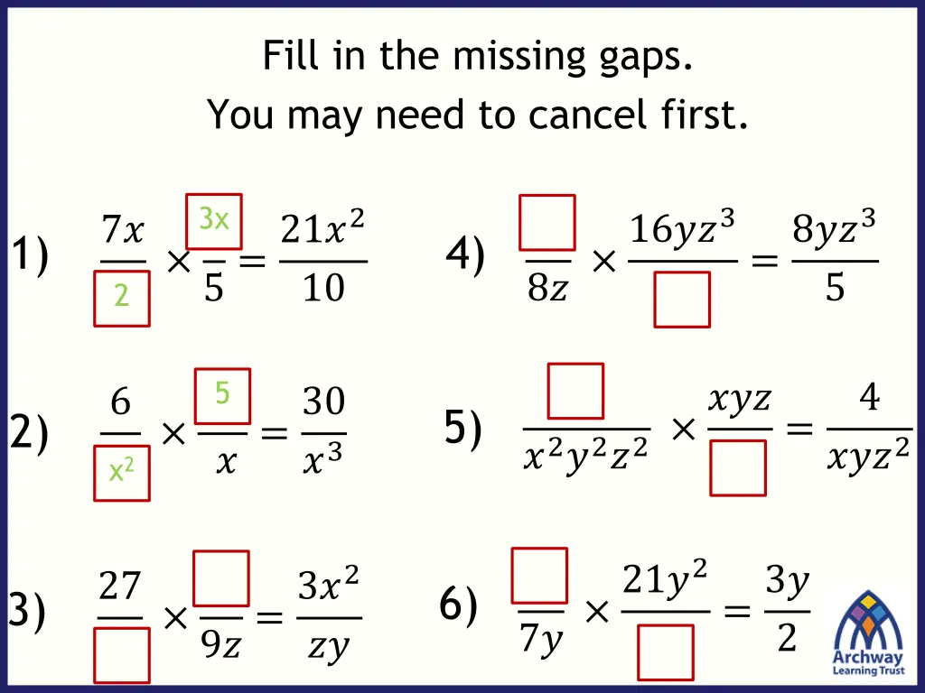 fill in the missing gaps you may need to cancel 2