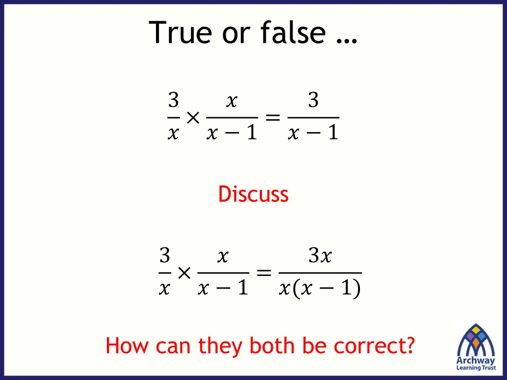 true or false 1