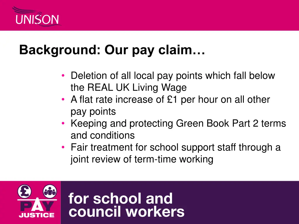 background our pay claim