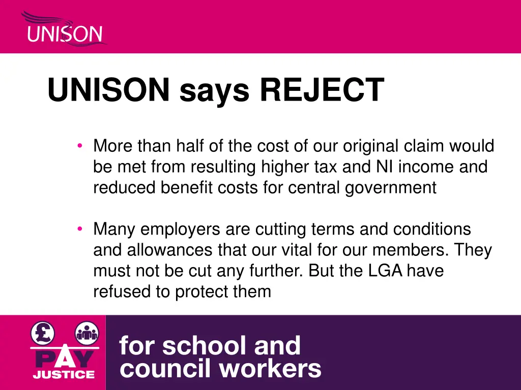 unison says reject 3