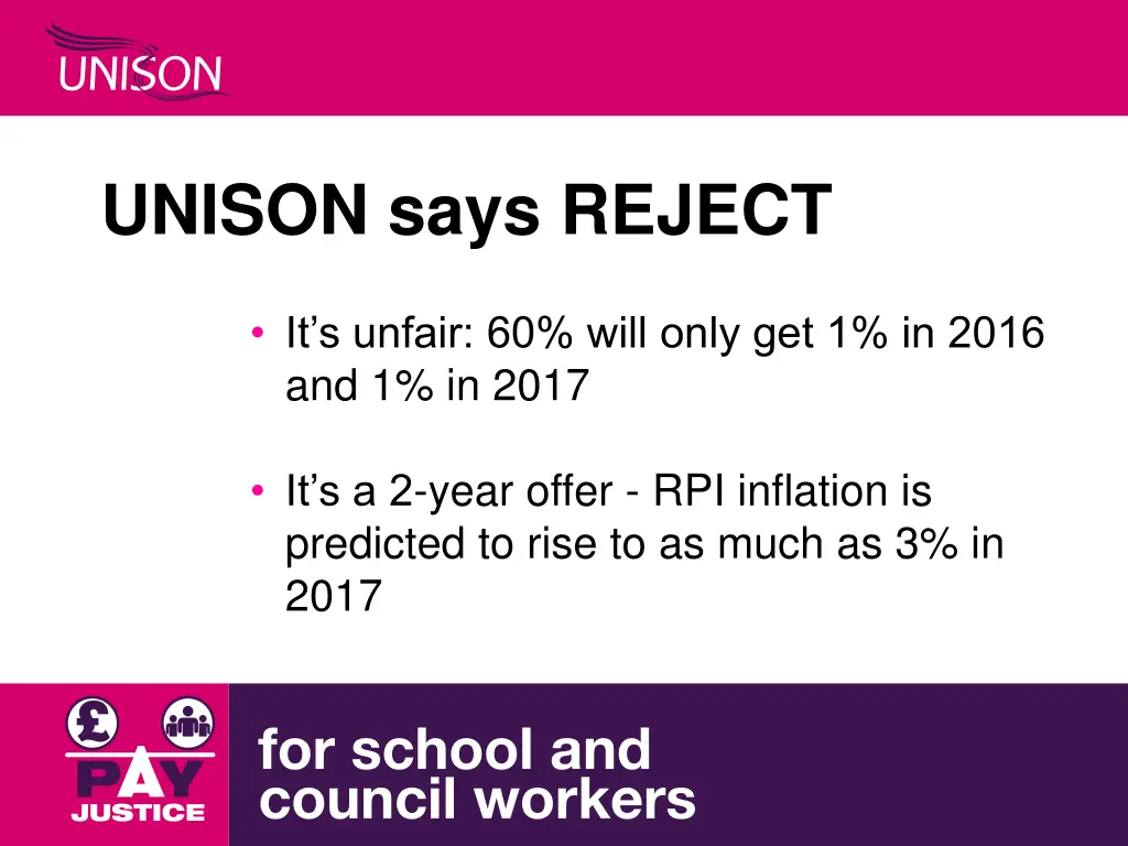 unison says reject