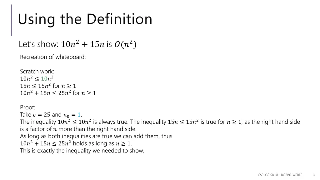 using the definition