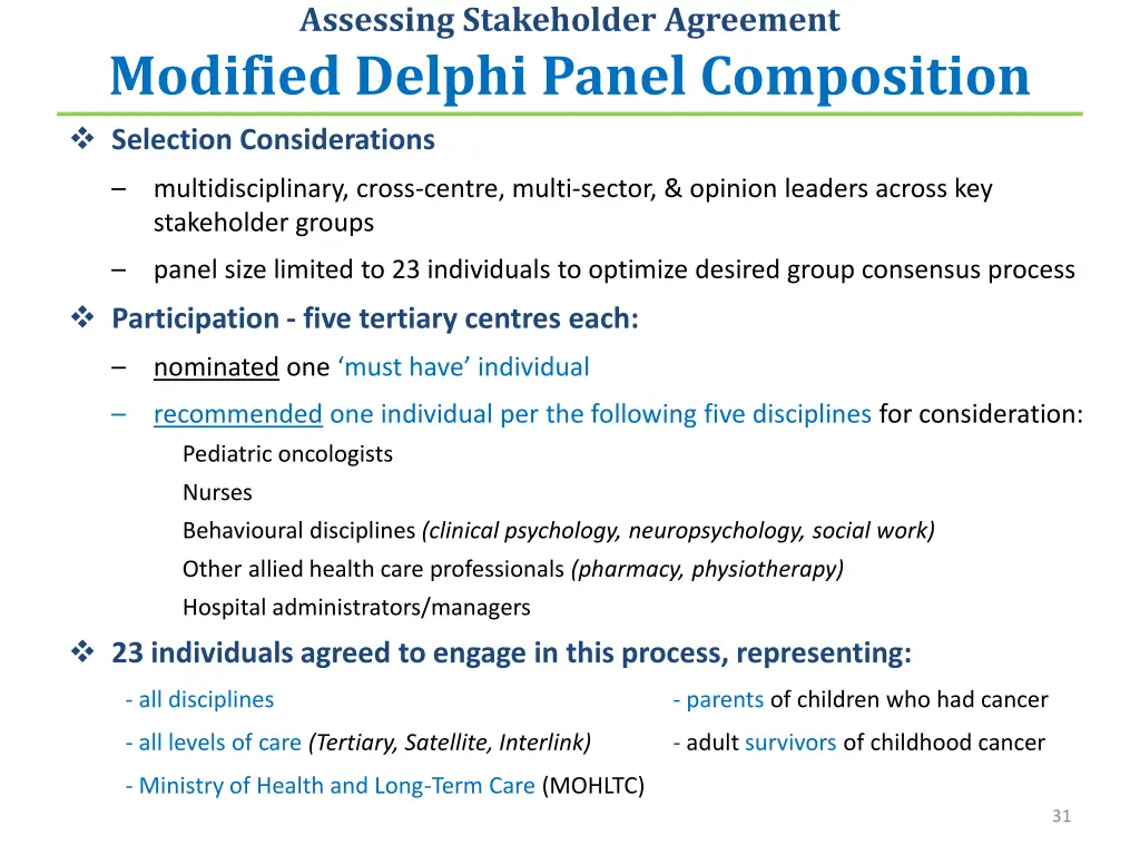 assessing stakeholder agreement modified delphi