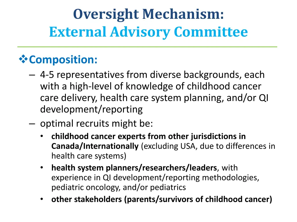 oversight mechanism external advisory committee