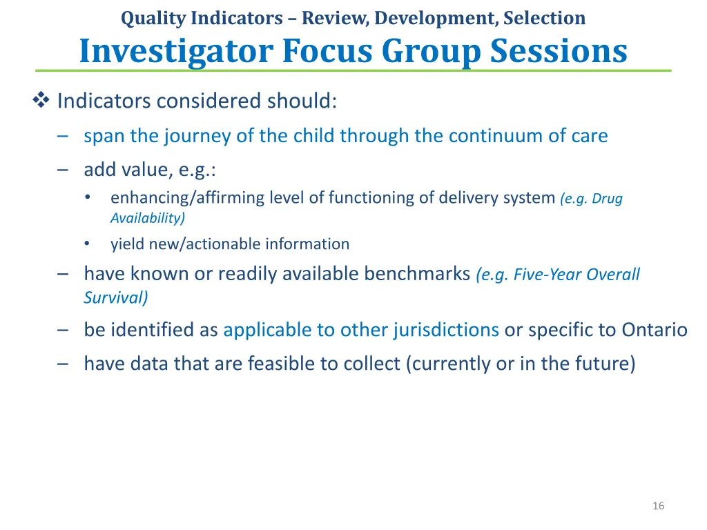 quality indicators review development selection 1