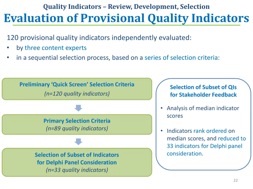 quality indicators review development selection 5