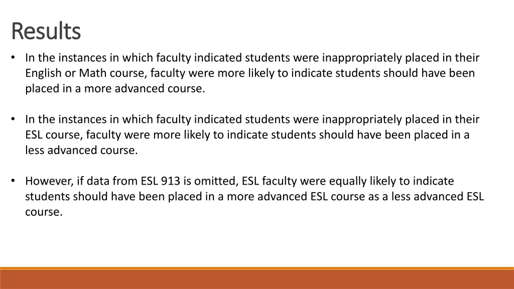 results results in the instances in which faculty